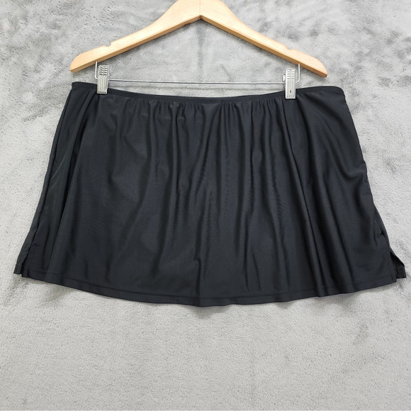 Catalina Swim Bottoms Womens Size XL (16-18) Black Solid Skirt Built-In Brief - Picture 2 of 9